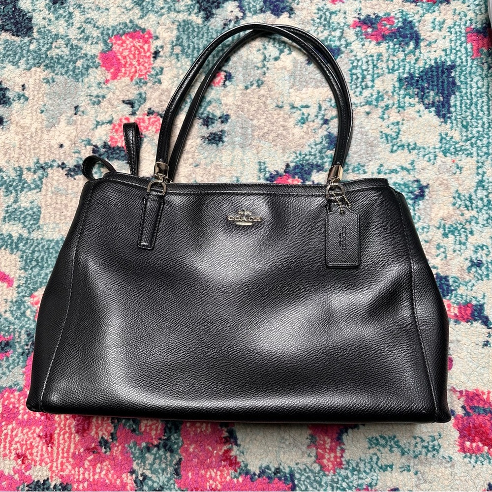 Coach Christie Crossgrain Leather Crossbody in Black - Picture 2 of 9